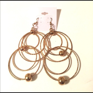 ⬇️ Brand New Gold-Tone Round Big Fashion Earrings. Women's Fashion‎ Accessories